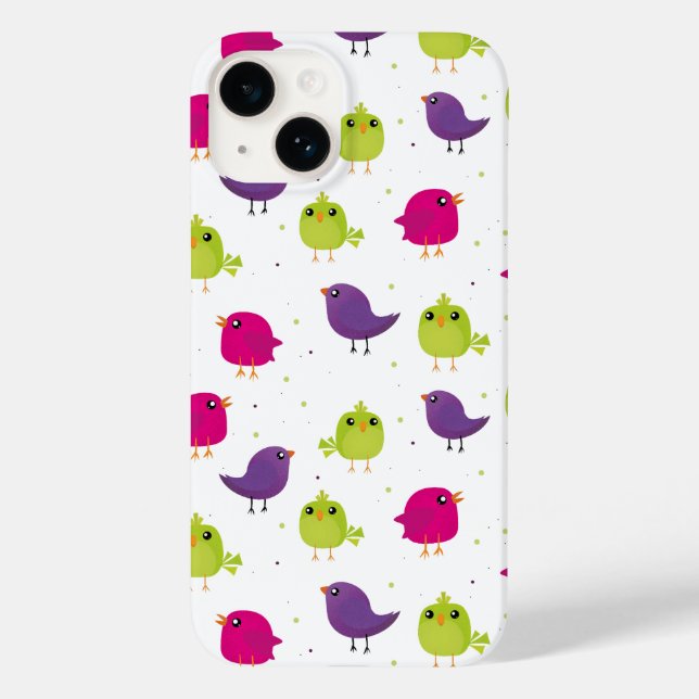 Colorful Cute Birds Pattern Case-Mate iPhone Case (Back)