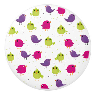 Colorful Cute Birds Pattern Ceramic Knob
