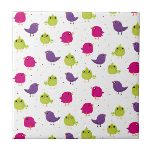 Colorful Cute Birds Pattern Ceramic Tile