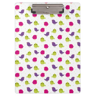 Colorful Cute Birds Pattern Clipboard