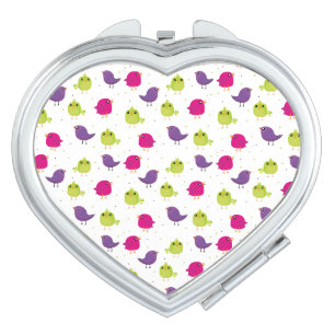 Colorful Cute Birds Pattern Compact Mirror