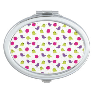 Colorful Cute Birds Pattern Compact Mirror
