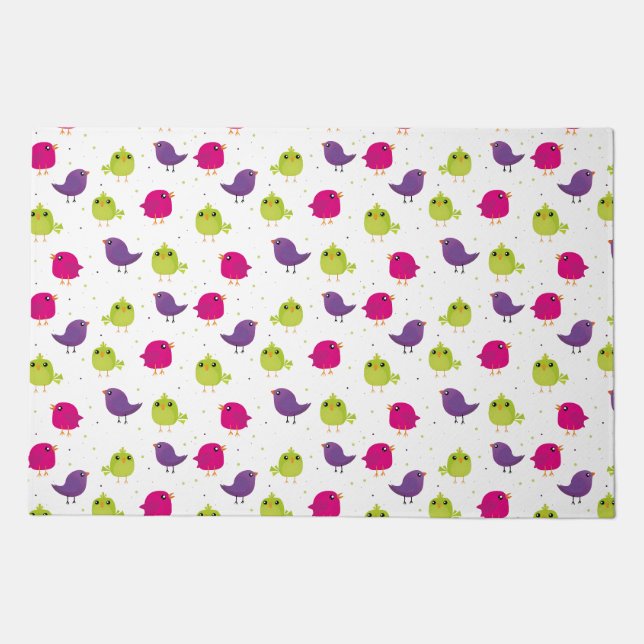 Colorful Cute Birds Pattern Doormat (Front)