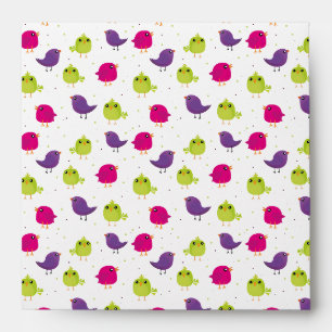 Colorful Cute Birds Pattern Envelope