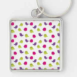 Colorful Cute Birds Pattern Keychain