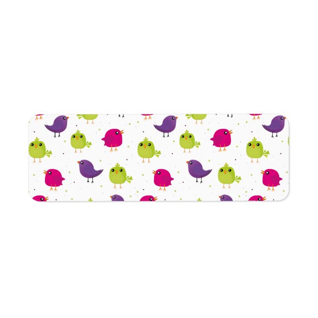 Colorful Cute Birds Pattern Label (Front)