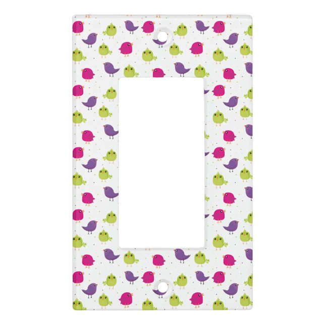 Colorful Cute Birds Pattern Light Switch Cover (Front)