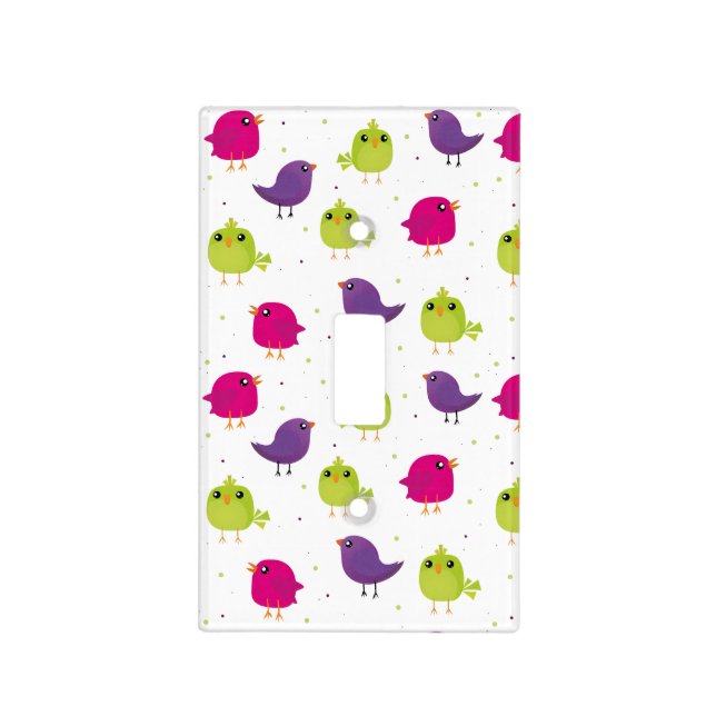 Colorful Cute Birds Pattern Light Switch Cover (Front)