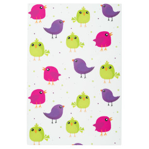 Colorful Cute Birds Pattern Metal Print