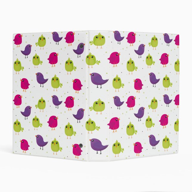 Colorful Cute Birds Pattern Mini Binder (Background)