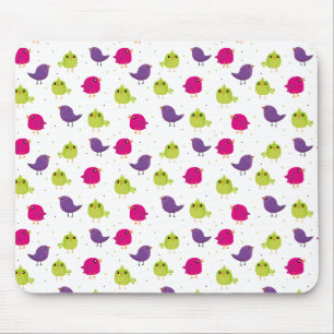 Colorful Cute Birds Pattern Mouse Pad