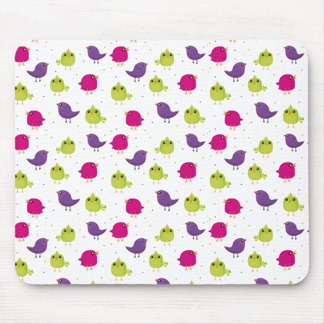 Colorful Cute Birds Pattern Mouse Pad (Front)