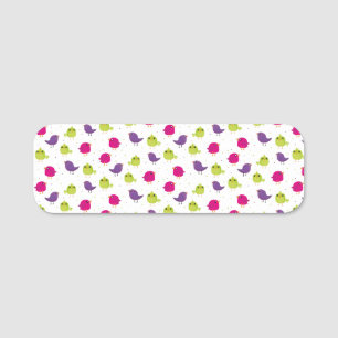 Colorful Cute Birds Pattern Name Tag