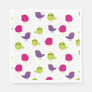 Colorful Cute Birds Pattern Napkins