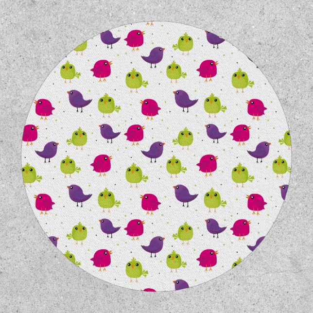 Colorful Cute Birds Pattern Patch (Front)