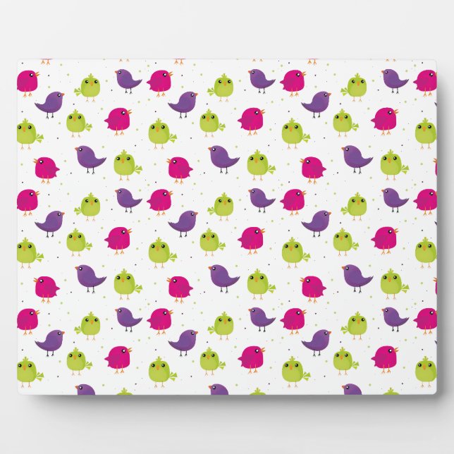 Colorful Cute Birds Pattern Plaque (Front)