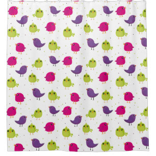 Colorful Cute Birds Pattern Shower Curtain