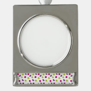 Colorful Cute Birds Pattern Silver Plated Banner Ornament
