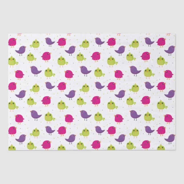 Colorful Cute Birds Pattern Tissue Paper (Front)