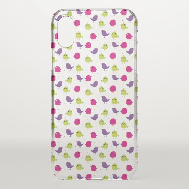 Colorful Cute Birds Pattern Uncommon iPhone Case (Back)