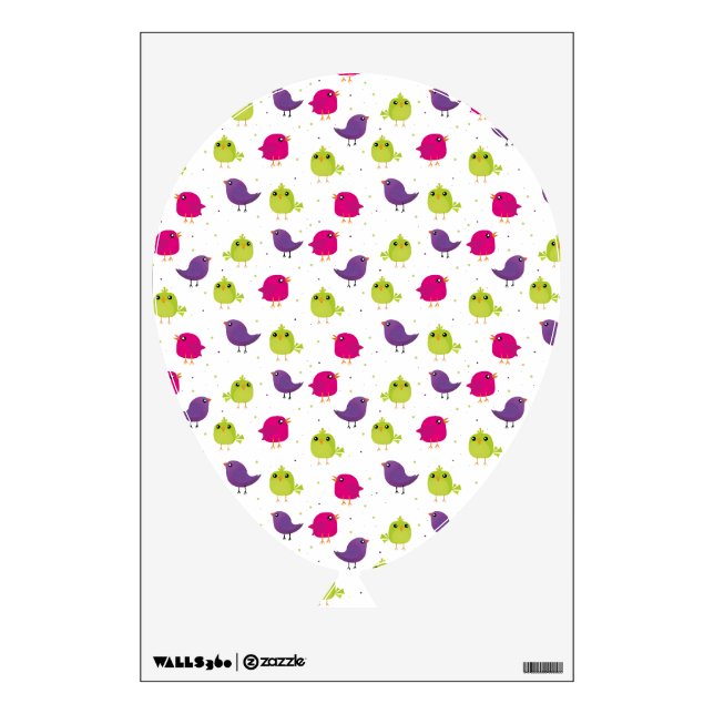 Colorful Cute Birds Pattern Wall Decal (Front)
