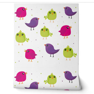Colorful Cute Birds Pattern Wallpaper