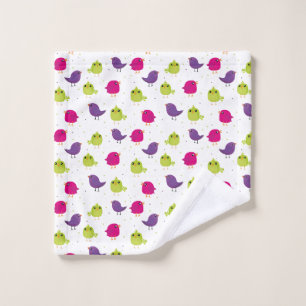 Colorful Cute Birds Pattern Wash Cloth