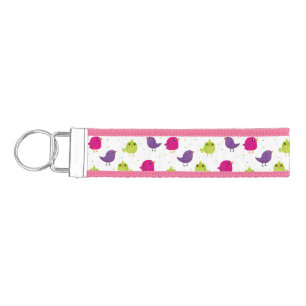Colorful Cute Birds Pattern Wrist Keychain