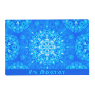 Colorful Cute Blue Personalized Pet Name Feeding Placemat