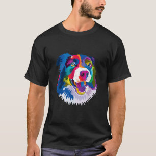 Colorful Cute Border Collie Vibrant Canine Puppy D T-Shirt