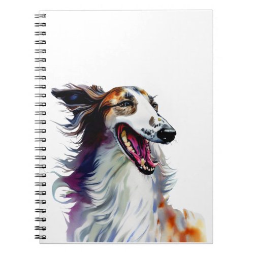 Colorful Cute Borzoi Art  Vibrant Greyhound Art Notebook