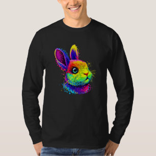 Colorful Cute Bunny Face Pop Style T-Shirt