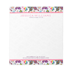 Colorful Cute Butterflies And Flowers Pattern Notepad