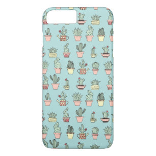 Colorful Cute Cactus In Hand Drawn Style Pattern iPhone 8 Plus/7 Plus Case