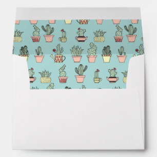 Colorful Cute Cactus In Hand Drawn Style Pattern Envelope