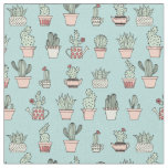 Colorful Cute Cactus In Hand Drawn Style Pattern Fabric