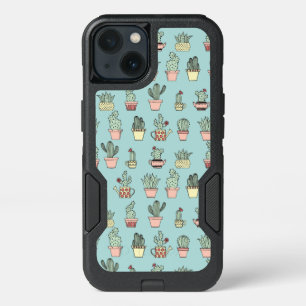 Colorful Cute Cactus In Hand Drawn Style Pattern iPhone 13 Case