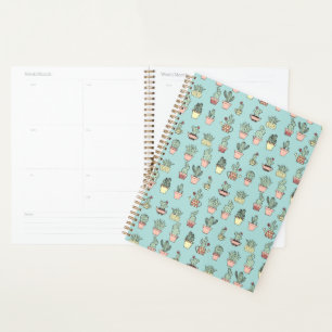 Colorful Cute Cactus In Hand Drawn Style Pattern Planner
