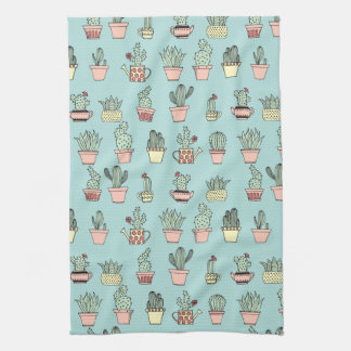 Colorful Cute Cactus In Hand Drawn Style Pattern Towel