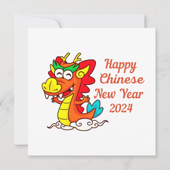 Colorful Cute Cartoon Dragon Chinese New Year  Card (Front)