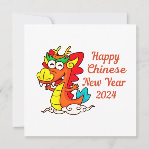 Colorful Cute Cartoon Dragon Chinese New Year  Card
