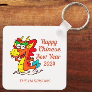 Colorful Cute Cartoon Dragon Chinese New Year Keychain