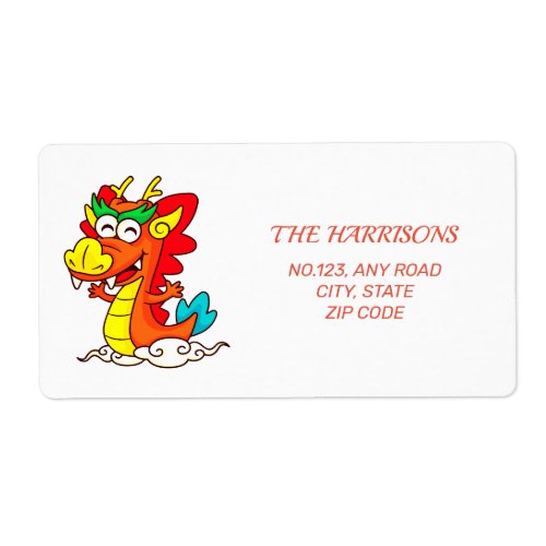 Colorful Cute Cartoon Dragon Chinese New Year  Label