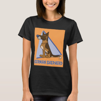 Colorful Cute Cartoon Style German Shepherd Dog T-Shirt