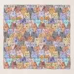 Colorful Cute Cat Crowd Pattern Whimsical Cat Face Scarf<br><div class="desc">A delightful and colorful pattern filled with dozens of whimsical cat faces,  each with its own unique expression and personality. This kawaii-style illustration features a playful crowd of cartoon cats in soft pastel and warm tones,  perfect for cat lovers and fans of quirky,  fun art.</div>