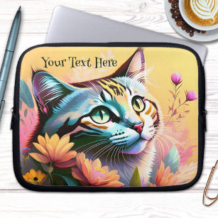 Colorful Cute Cat Painting Laptop Sleeve