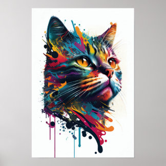 Colorful Cute Cat Poster
