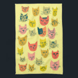 Colorful Cute Cats Kittens Blue Kitchen Towel<br><div class="desc">Decorate your kitchen with this cute towel. Makes a great housewarming or anniversary gift! 
You can customize it and add text too.
Check my shop for lots more colors and patterns plus matching kitchen stuff!</div>