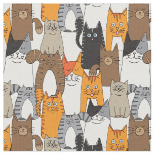 Colorful Cute Cats Pattern Fabric