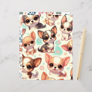Colorful Cute Chihuahua Dog Scrapbook Paper